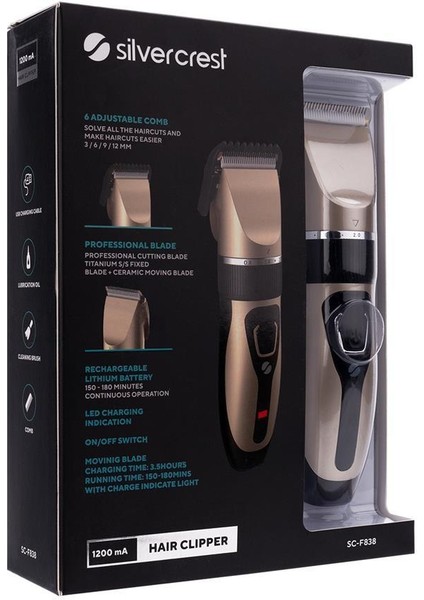 Silver Crest SC-F838 Ayarlanabilir Seramik Kesme Bıçaklı Sarj Göstergeli Profesyonel T. Makinesi fiyatları