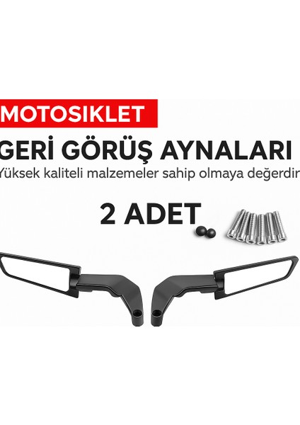 Motosiklet Evrensel Geri Görüş Aynası Seti Alüminyum Gövde Hd Geniş Açılı 2 Adet Mootsiklet Aynası