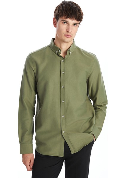 Yeni Sezon Slim Fit Uzun Kollu Armürlü Erkek Gömlek