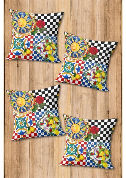 Dijital Baskılı Yumuşak Dokulu 4’lü Kırlent Kılıfı Takımı (43X43 Cm) KRL0060 fiyatları