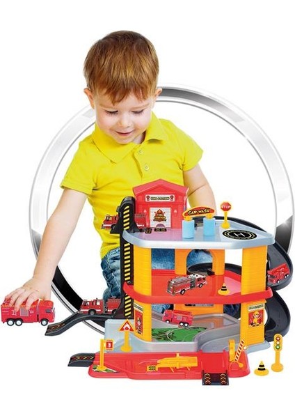 Oyuncak Üç Katlı Itfaiye Garaj Seti 03345