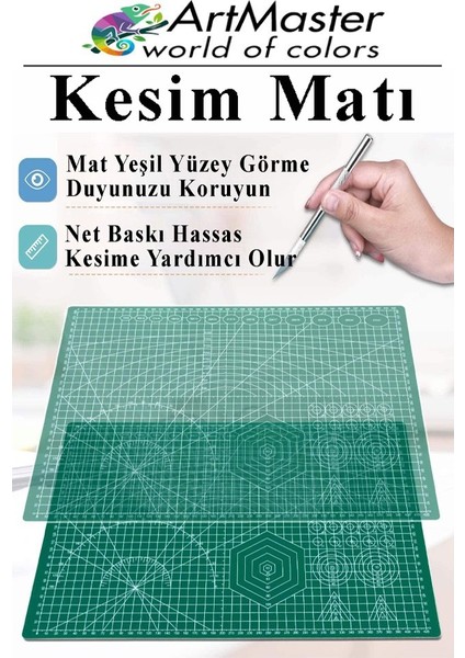 A3 Kesim Matı ve Kretuar Seti 1 Adet 30X45 cm Çift Taraflı Çizim Matı Kesim Tablası Kesim Altlığı Kesme Madı Proje fiyatları