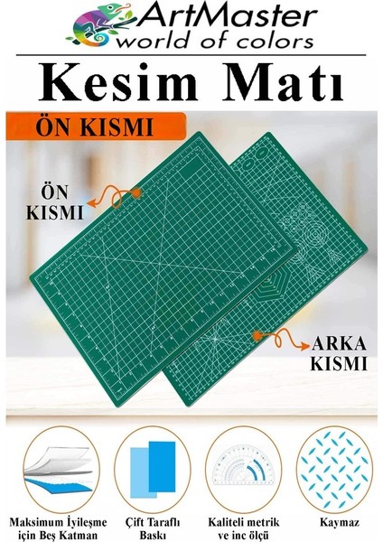 A3 Kesim Matı ve Kretuar Seti 1 Adet 30X45 cm Çift Taraflı Çizim Matı Kesim Tablası Kesim Altlığı Kesme Madı Proje modelleri
