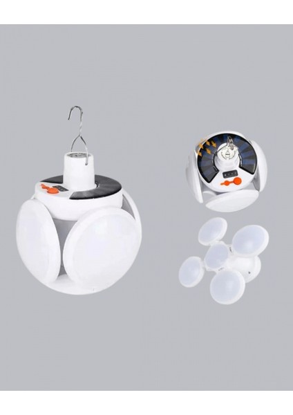 Solar Güneş Enerjili ve USB Şarjlı 5 Kanatlı LED Kamp Lambası indirimleri