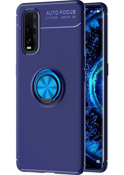 Ieg Oppo Find X2 Kılıf Range Yüzüklü Silikon - Mavi