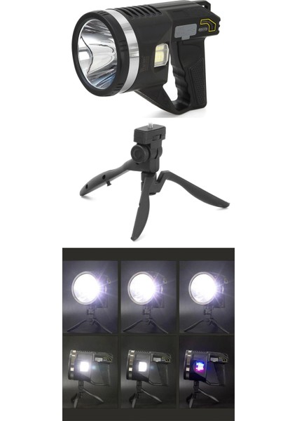 Şarjlı Dev Boy El Feneri Tripod Ayaklı Parlak LED El Lambası Kamp, Av ve Güvenlik Için Ideal