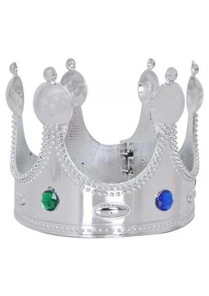 Ieg® Plastik Kral Tacı Gümüş Renk Çocuk Boy 45 cm (4887)