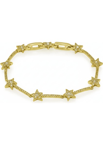 Kadın Tam Tur Xuping Bileklik - Kuzey Yıldızı Detaylı - Beyaz Zirkon Taşlı - Altın Renk