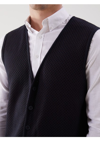 Yeni Sezon Standart Kalıp V Yaka Erkek Triko Yelek modelleri