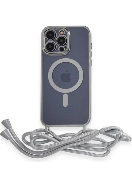 Iphone 13 Pro Max Kılıf Divo Lazer Askılı Magsafe Kapak - Gümüş