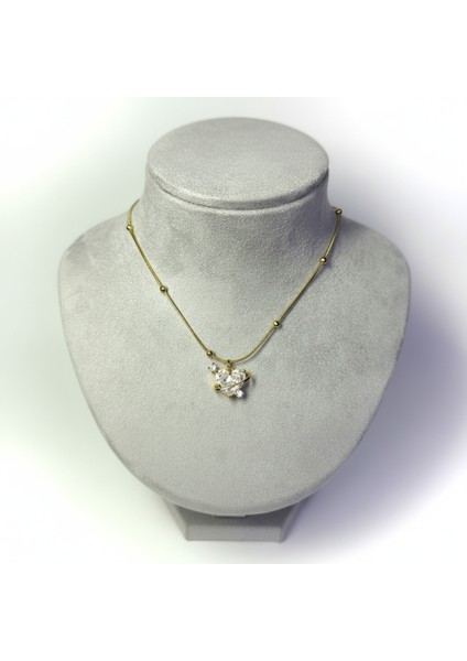 Çelik Zirkon Kalpli Gezegen Kolye Altın Rengi Kararmaz Sevimli Kadın Takı fiyatları