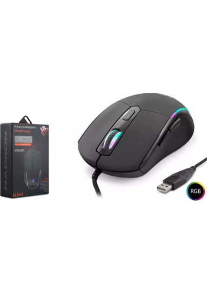 Destroyer G340 Rgb 6 Buttons USB 6400 Dpı Oyuncu Mouse (1,40CM Kablo Uzunluğu)