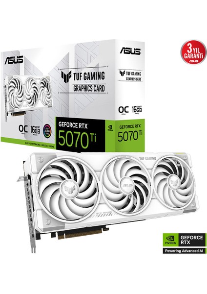 Asus TUF-RTX5070TI-O16G-WHITE-GAMING-NVIDIA-GEFORCE-RTX 5070 TI-16GB GDDR7-256BIT--OC-2XHDMI-3XDP-RGB-DLSS4 Ekran Kartı