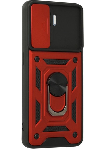 Oppo Reno 5 Lite Kılıf Pars Lens Yüzüklü Silikon - Kırmızı modelleri