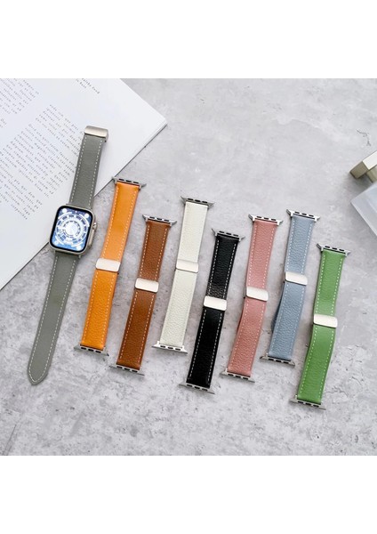 Apple Watch 38MM KR414 Daks Deri Kordon - Pembe modelleri