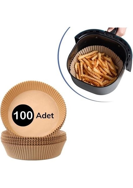 BUFFER®100 Adet Air Fryer Pişirme Kağıdı Tek Kullanımlık Yağlı Kağıdı Yuvarlak Tabak Model