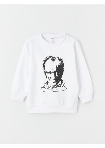 Yeni Sezon Bisiklet Yaka Uzun Kollu Atatürk Baskılı Erkek Bebek Sweatshirt fiyatları