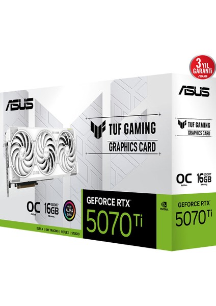 Asus TUF-RTX5070TI-O16G-WHITE-GAMING-NVIDIA-GEFORCE-RTX 5070 TI-16GB GDDR7-256BIT--OC-2XHDMI-3XDP-RGB-DLSS4 Ekran Kartı