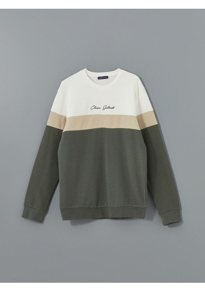 Yeni Sezon Bisiklet Yaka Uzun Kollu Renk Bloklu Erkek Kalın Kalın Sweatshirt indirimleri