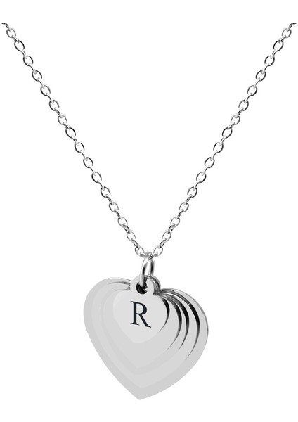 Gümüş Renk Kalp Tasarım Aile Temalı Kişiye Özel Çelik Kadın Kolye - En Fazla 5 Isim