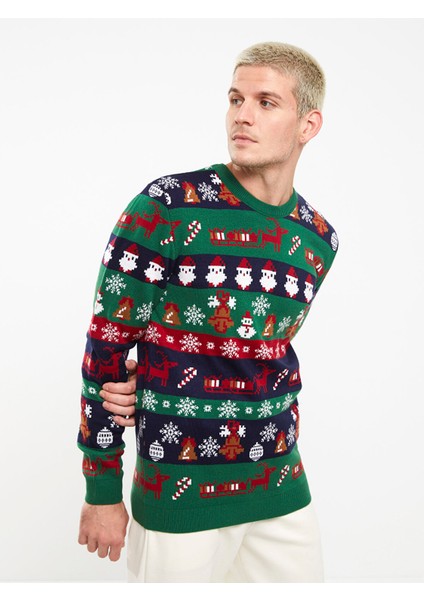 Yeni Sezon Bisiklet Yaka Uzun Kollu Yılbaşı Temalı Erkek Triko Kazak indirimleri