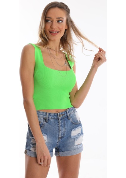 U Yaka Standart Beden Basic Yazlık Mavi Triko Bluz fiyatları