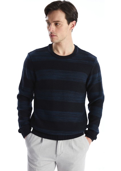 Yeni Sezon Bisiklet Yaka Uzun Kollu Çizgili Erkek Triko Kazak