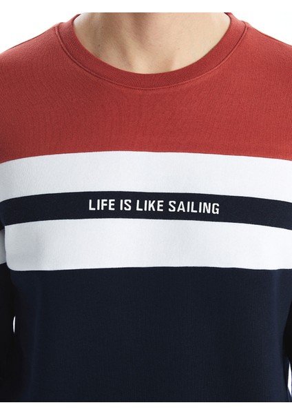 Yeni Sezon Bisiklet Yaka Uzun Kollu Renk Bloklu Erkek Sweatshirt modelleri