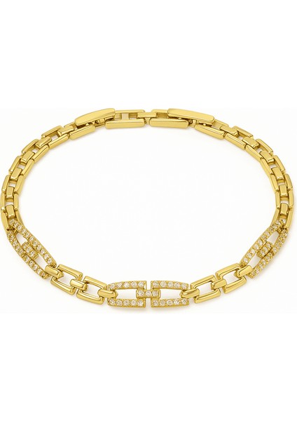 Kadın Tam Tur Xuping Bileklik - Altın Renk - Beyaz Zirkon Taşlı