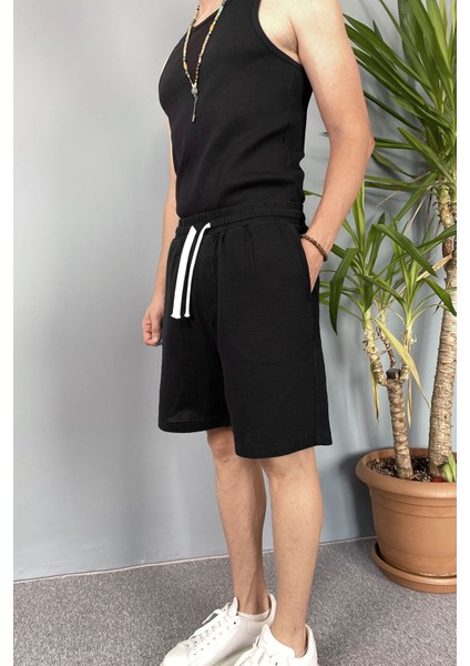 Müslin Kumaş Siyah Şort modelleri