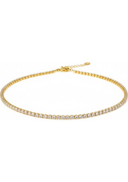 Çelik Zirkon Taşlı Abiye Kolye Tamtur Kararma Yapmaz Lüks Tennis Takı fiyatları