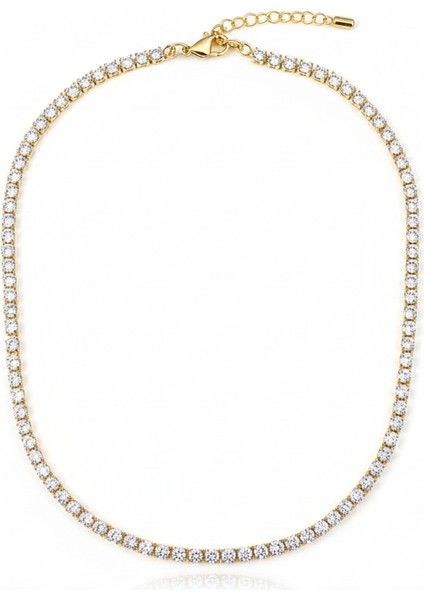 Çelik Zirkon Taşlı Abiye Kolye Tamtur Kararma Yapmaz Lüks Tennis Takı modelleri