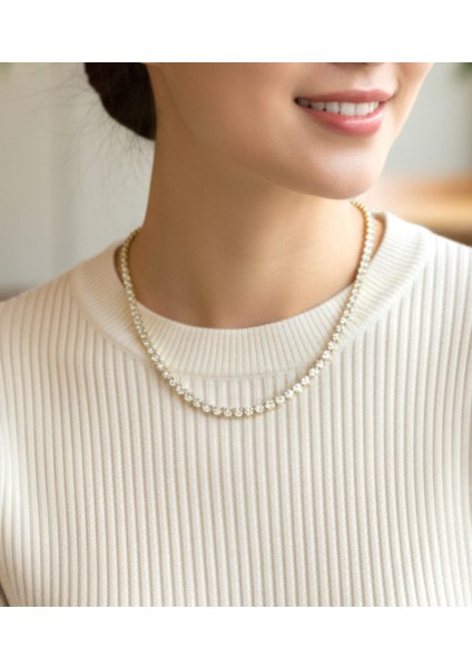 Çelik Zirkon Taşlı Abiye Kolye Tamtur Kararma Yapmaz Lüks Tennis Takı fırsatları