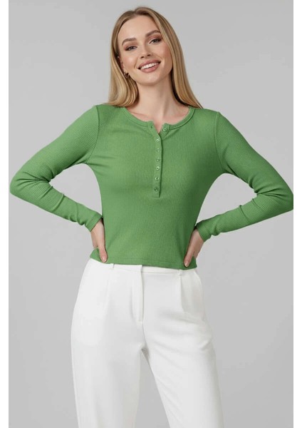 Lvsqvr Çıtçıt Detaylı Bluz Yeşil T4343 (Beden: L) fiyatları