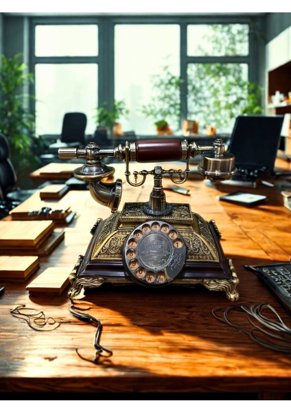 El Yapımı Işlemeli Pirinç ve Doğal Ahşap Malzemeli Masa Üstü Telefon fiyatları