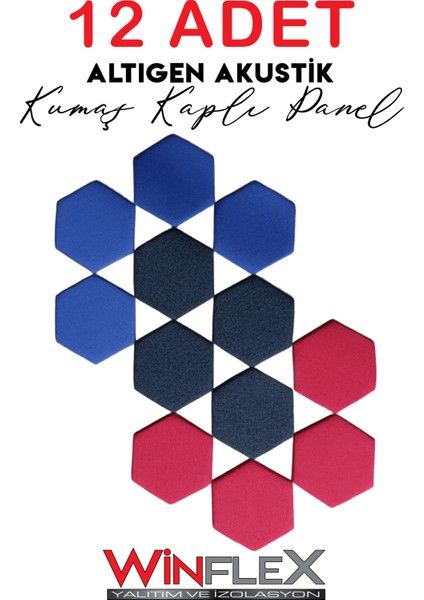 Dekoratif Altıgen Akustik Kumaş Kaplı Panel 12 Adet- MİX(17X20CM) fiyatları
