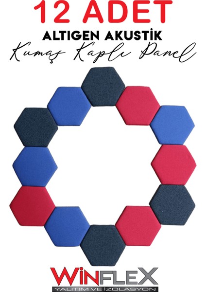 Dekoratif Altıgen Akustik Kumaş Kaplı Panel 12 Adet- MİX(17X20CM) modelleri