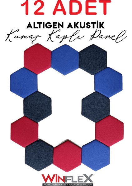 Dekoratif Altıgen Akustik Kumaş Kaplı Panel 12 Adet- MİX(17X20CM) fırsatları
