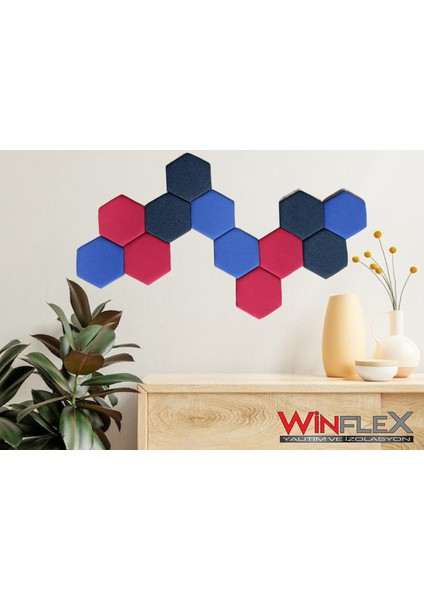Dekoratif Altıgen Akustik Kumaş Kaplı Panel 12 Adet- MİX(17X20CM) indirimleri
