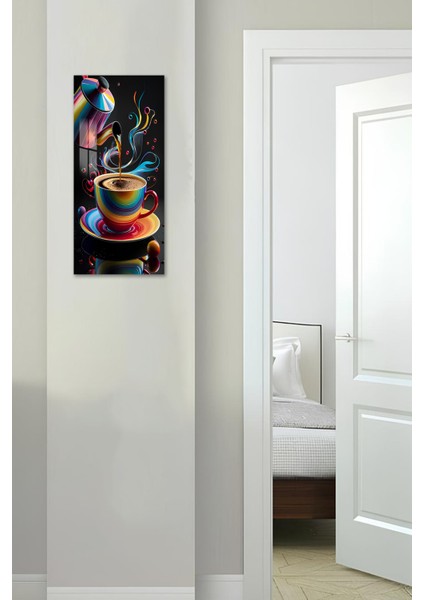 3D Görünümlü Temperli Cam Tablo – Renkli Kupa ve Kahve Akışı Temalı Uv Baskı 30X60 cm - DCT133 fırsatları