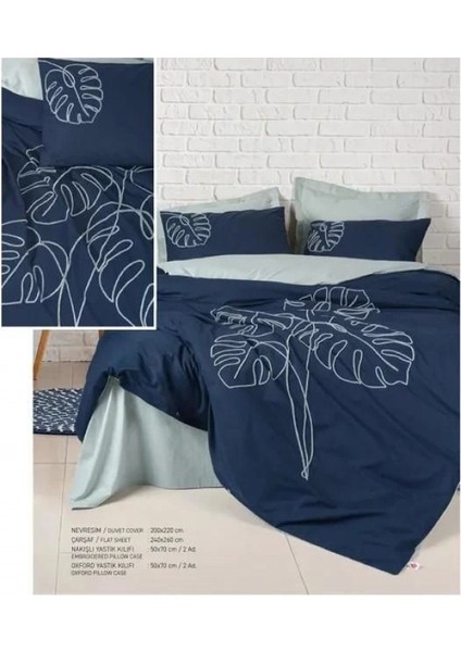 Cotton Box Brode Ranforce Çift Kişilik Nevresim Takımı Silva Mint