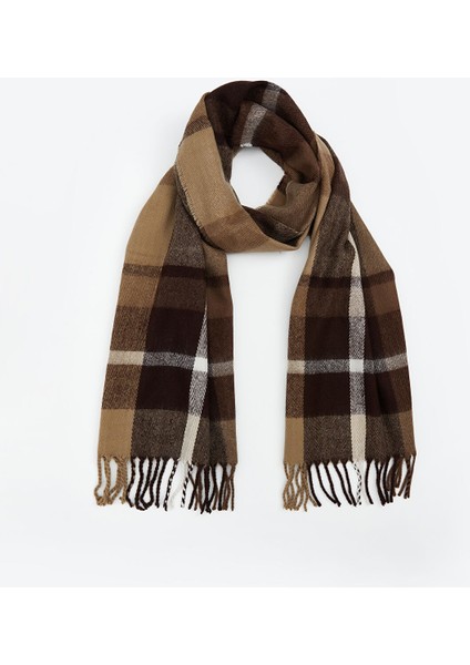 Yeni Sezon Püskül Detaylı Ekose Desenli Erkek Atkı