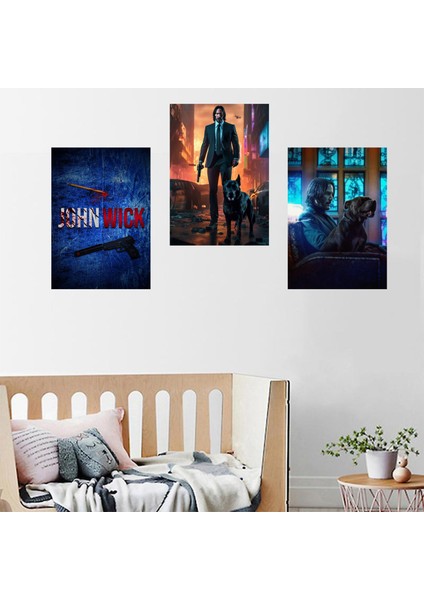 3'lü John Wick Yapışkanlı 21X30 cm Poster Sticker Etiket