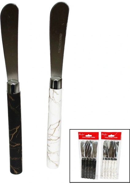 Ieg® 5 Parça Uzun Kahvalti Biçak - Mermer Desen Sapli 16.5 cm (4887)