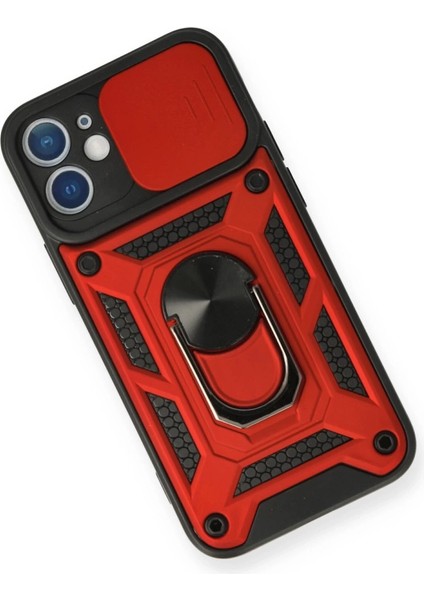 Iphone 12 Mini Kılıf Pars Lens Yüzüklü Silikon - Kırmızı modelleri