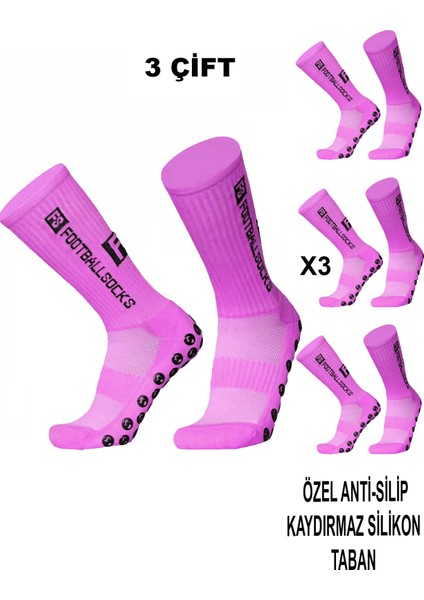 3 Çift Kaydırmaz Silikon Tabanlı Futbol Çorabı Kauçuk Havlu Taban Dikişsiz Maç Sporcu Tozluk Konç