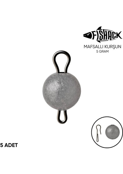 Mafsallı Kurşun - Hareketli Iğne Kurşunu - Fishack - 5 Gram - 5'li Paket
