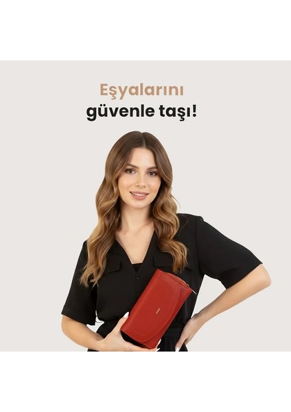 3 Bölmeli Kadın Cüzdanı Kırmızı