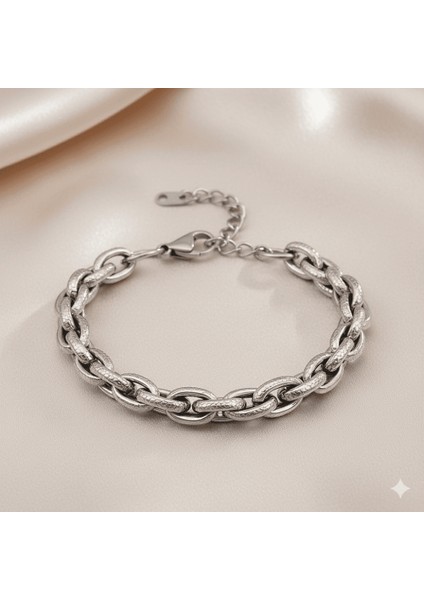 Kadın Çelik Bileklik - Kalın Burma Model - Gümüş Renk fırsatları