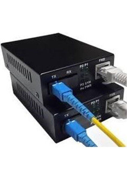Media Converter Single Mode 10-100-1000 20 Km Dual Sc 2 Li Paket Set